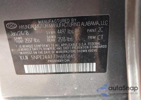 2018 Hyundai Sonata Se из США, поврежденный, VIN 5NPE24AF7JH685645